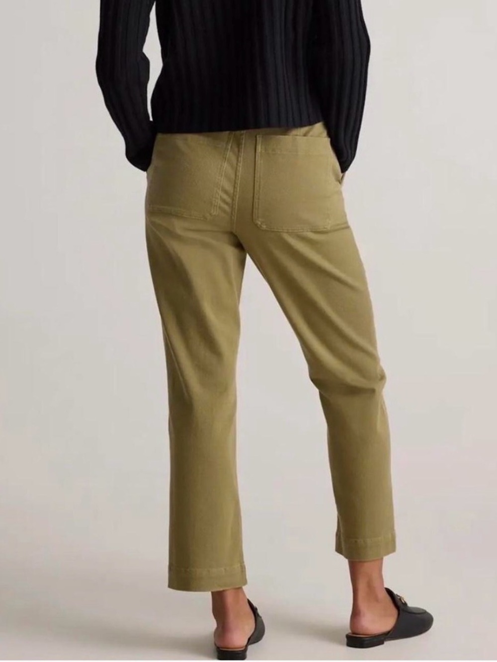 Quince Organic Stretch Cotton Twill Straight Leg Cropped Pants Size 4 - Picture 2 of 8
